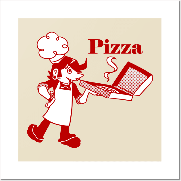 Vintage Looking Goth Pizza Boy Wall Art by saradaboru